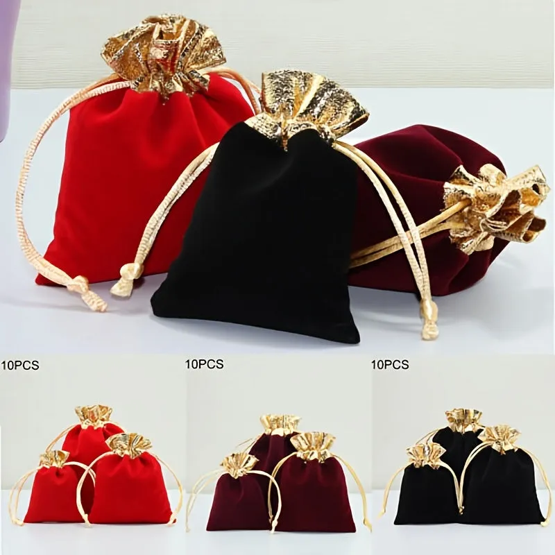 10pcs Velvet Drawstring Gift Bag Wedding Candy Jewelry Pouch