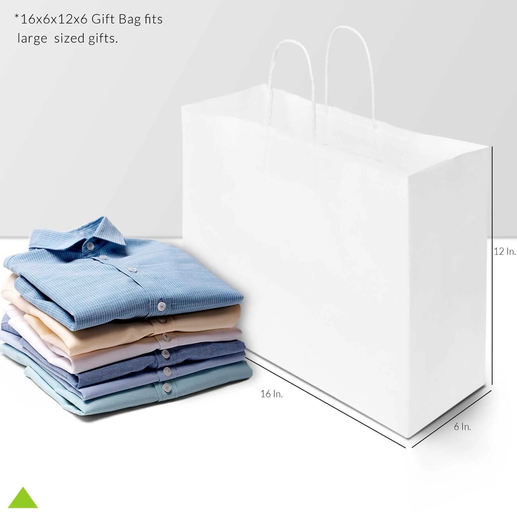 16x6x12 Large White Paper Bags with Handles