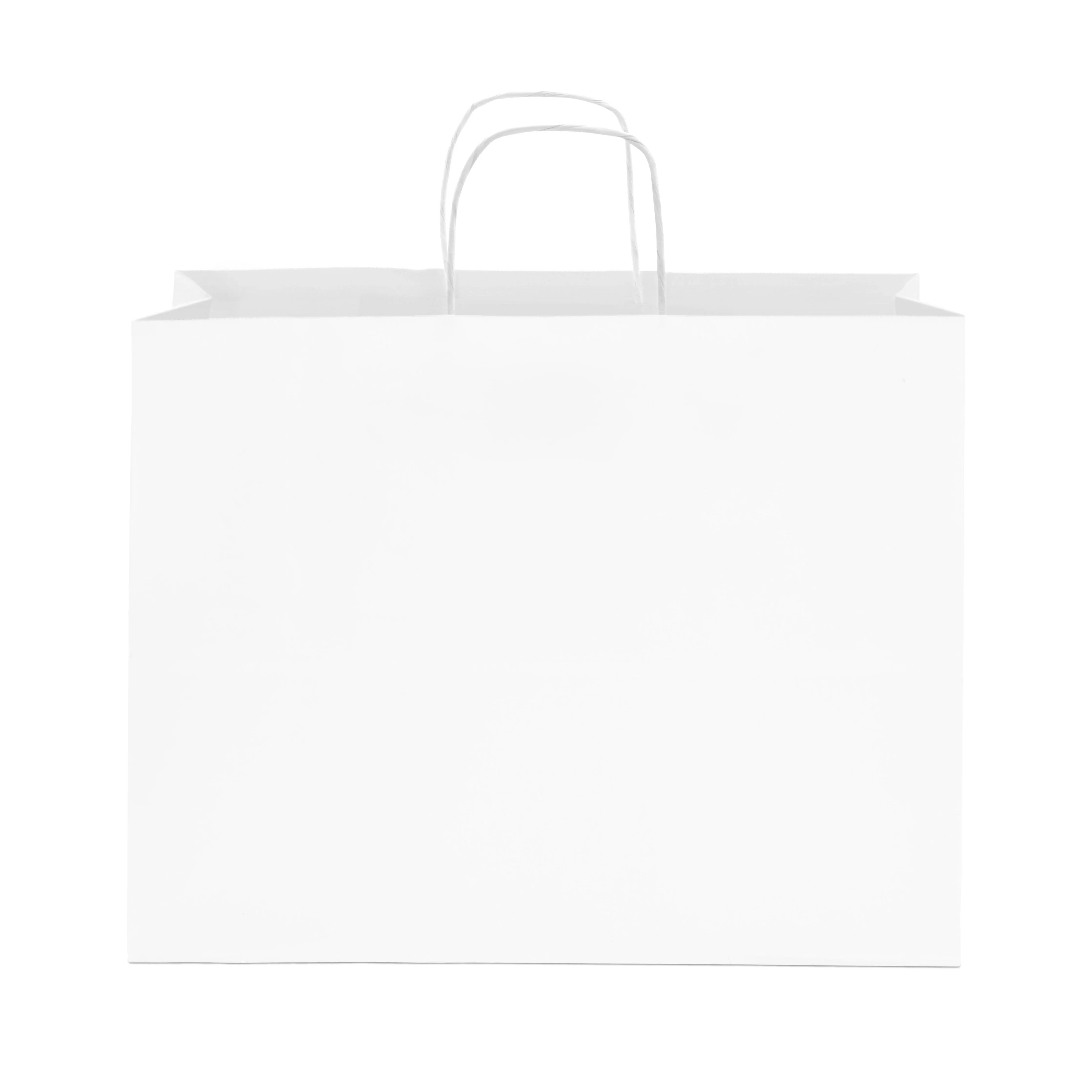 16x6x12 Large White Paper Bags with Handles