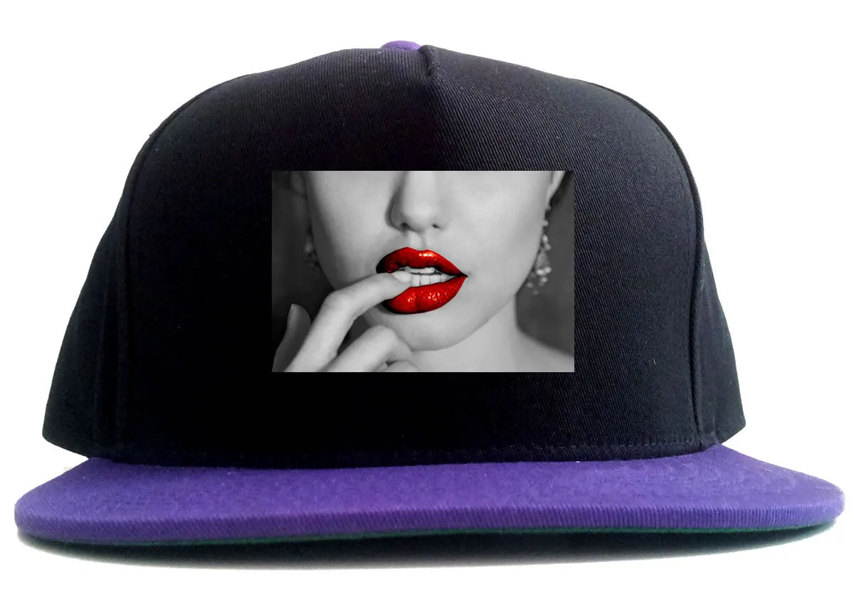 Angelina Red Lips Sexy 2 Tone Snapback Hat