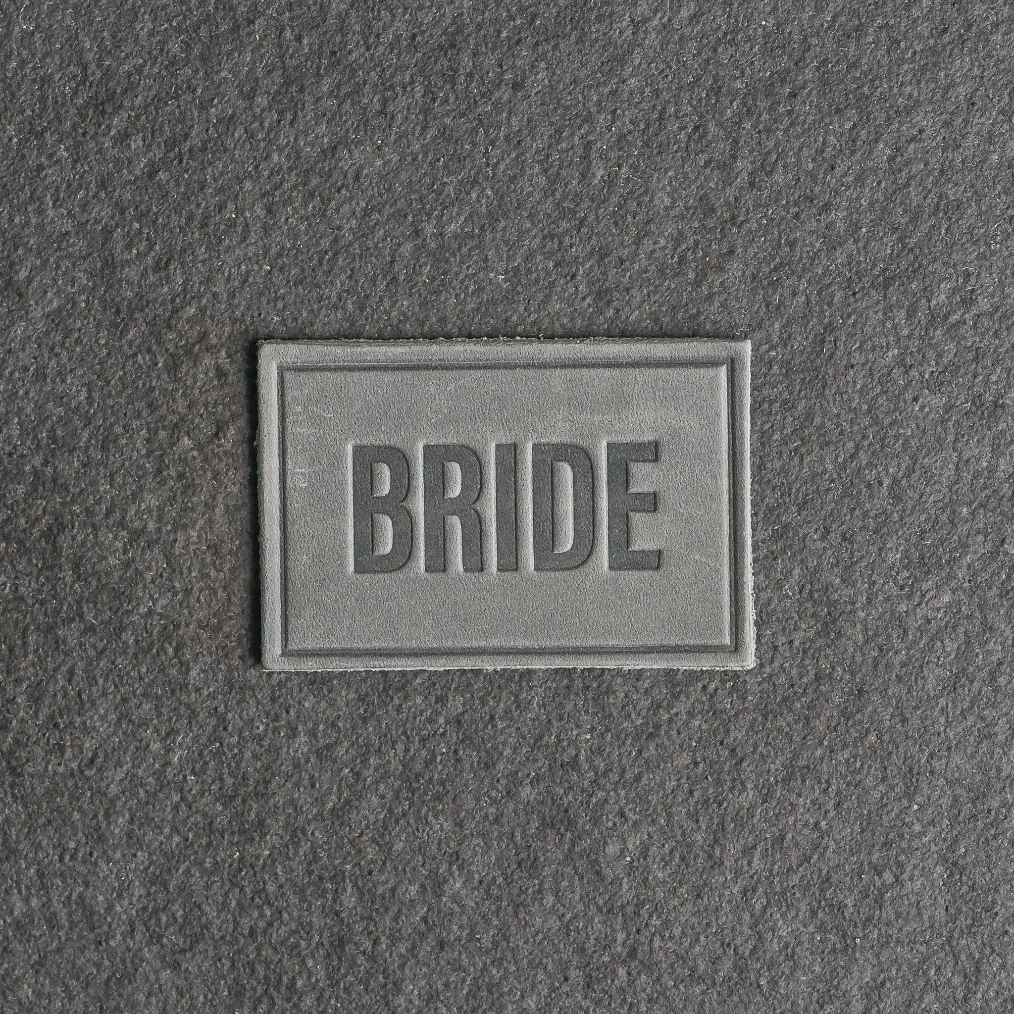 Bride & Groom Leather Patches with optional Velcro added - Block Font