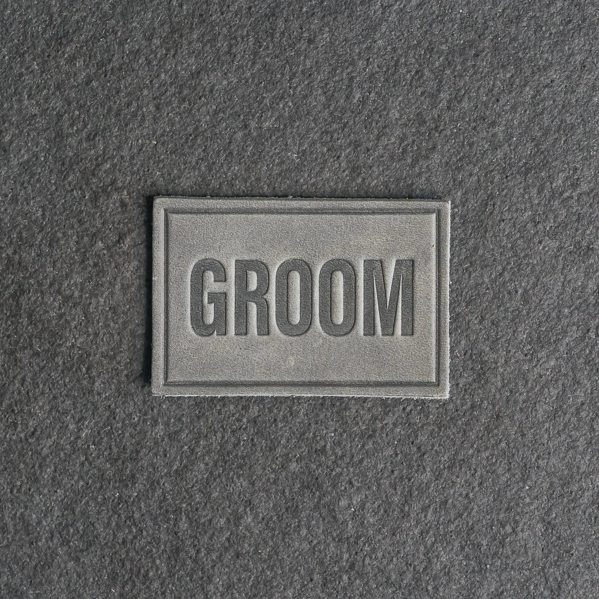 Bride & Groom Leather Patches with optional Velcro added - Block Font