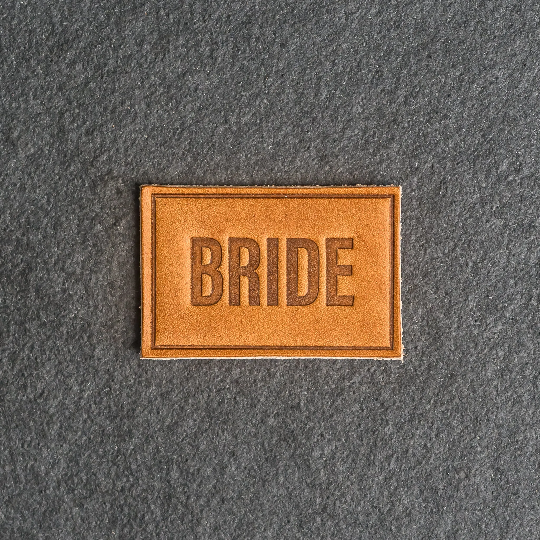 Bride & Groom Leather Patches with optional Velcro added - Block Font