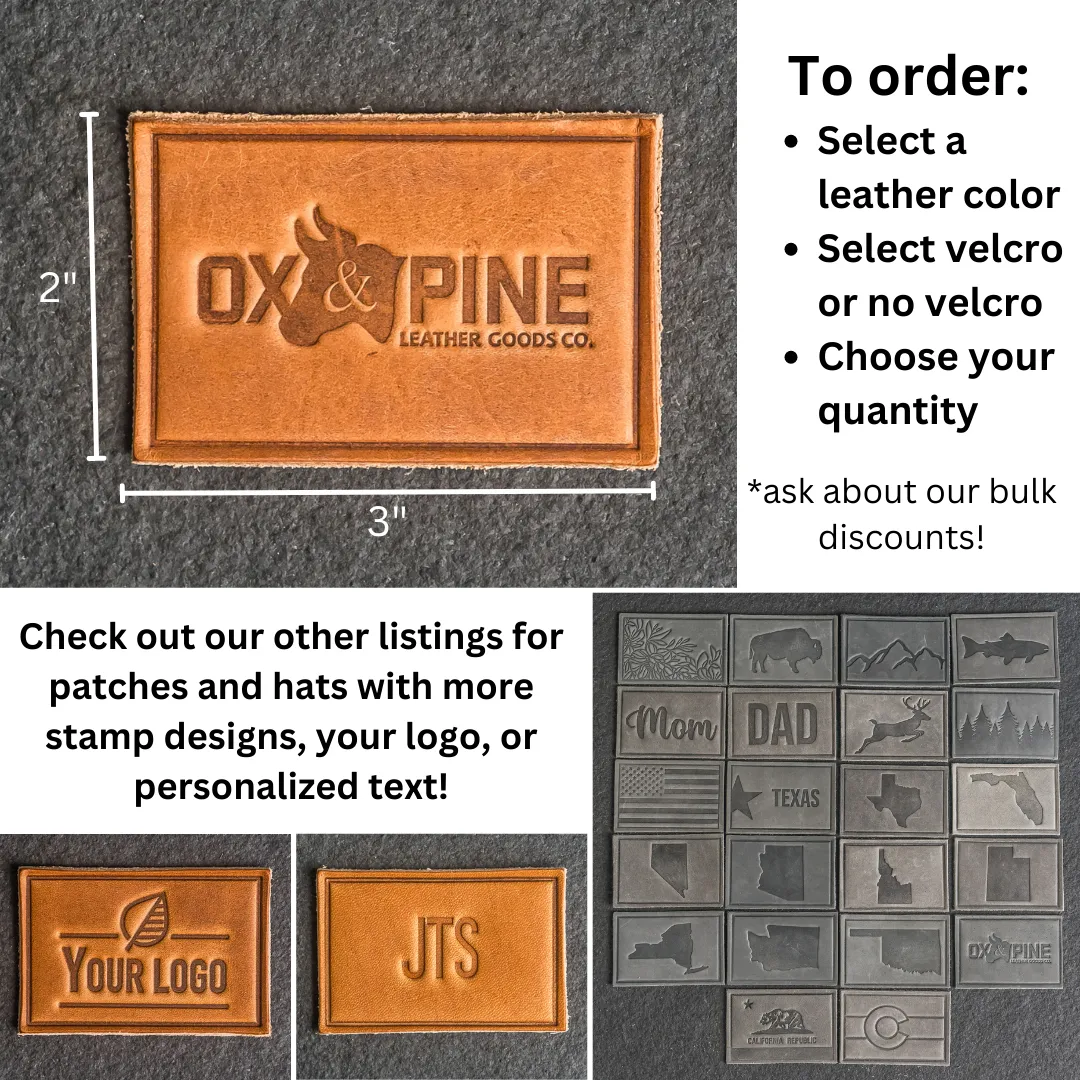 Bride & Groom Leather Patches with optional Velcro added - Block Font