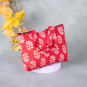 Bristlefront everyday handy bags Red Colour with Yellow Flower Design.