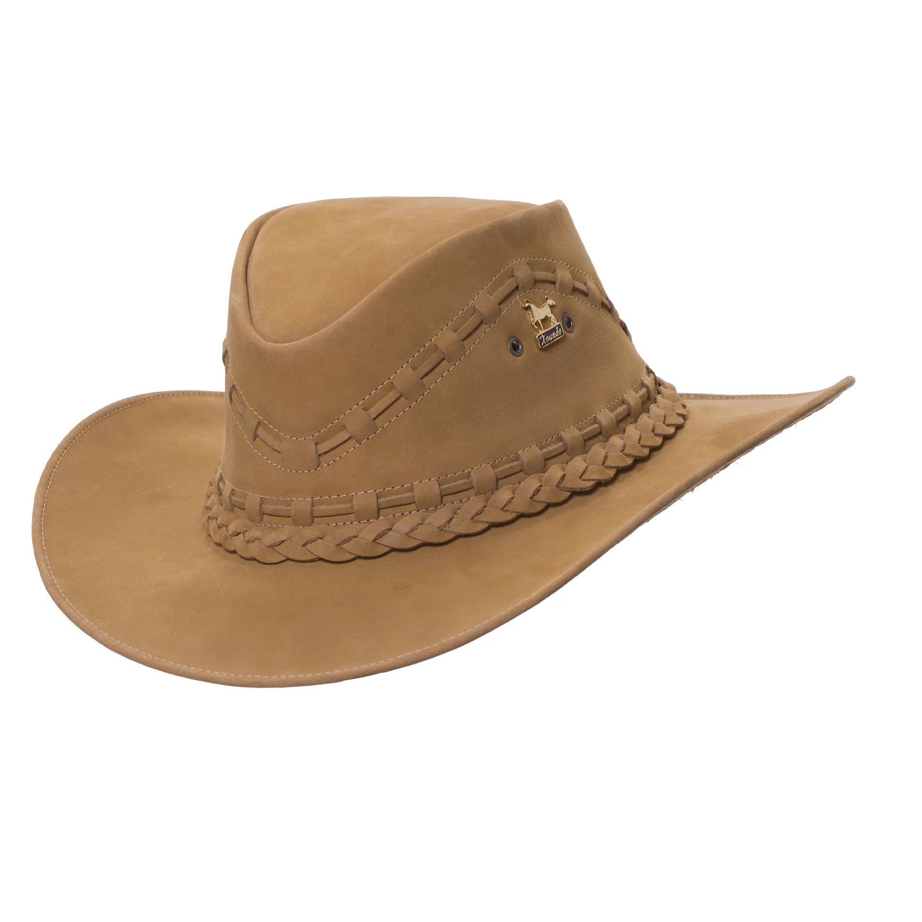 Brunello's Western Leather Hat in Desert Brown