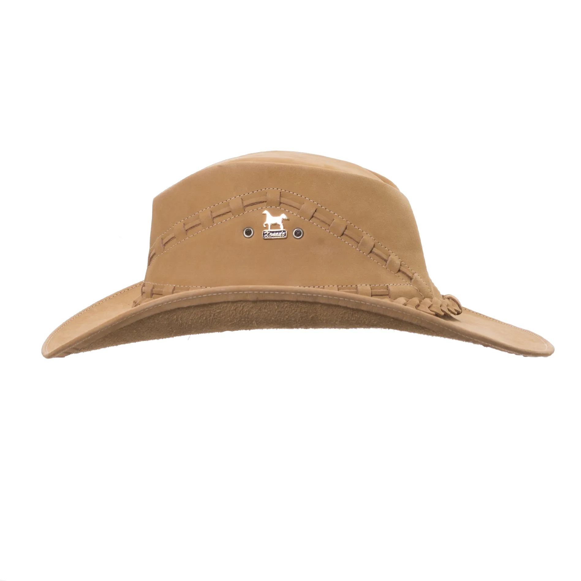 Brunello's Western Leather Hat in Desert Brown