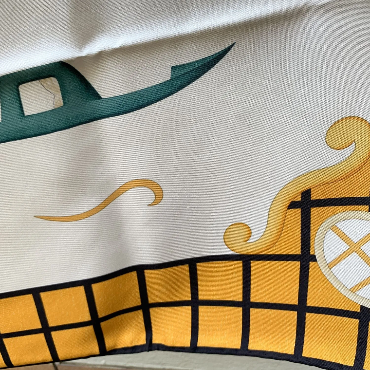 Bulgari Bvlgari Vintage Yellow Silk Scarf Gondola Boats