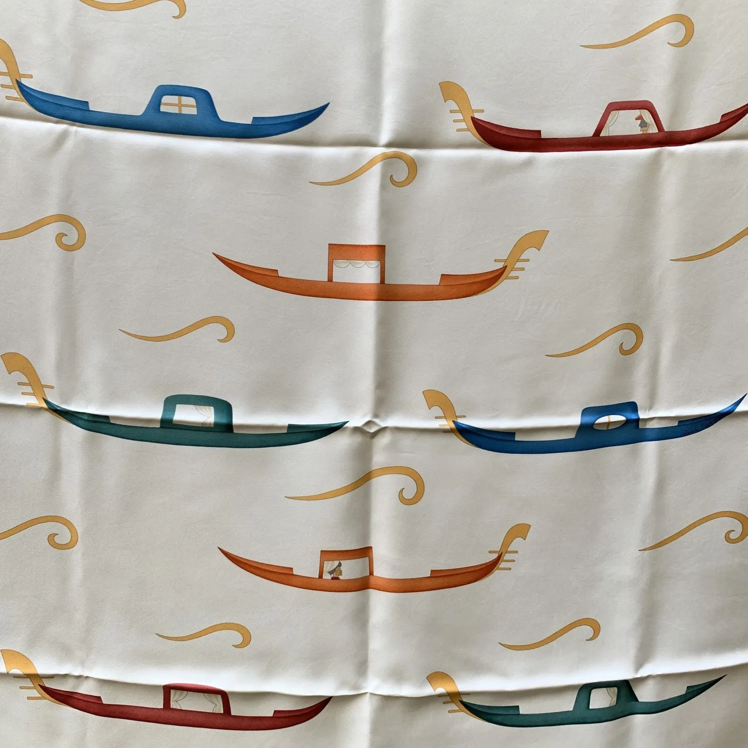 Bulgari Bvlgari Vintage Yellow Silk Scarf Gondola Boats