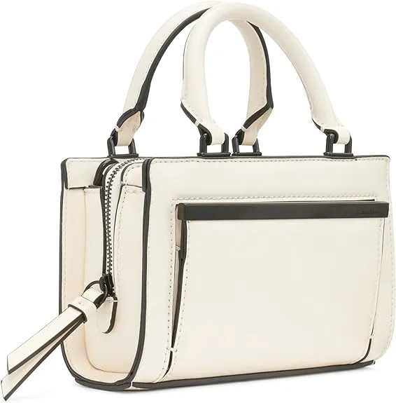 Calvin Klein Astrid Mini 3-Compartment Organization Shoulder Bag white/black