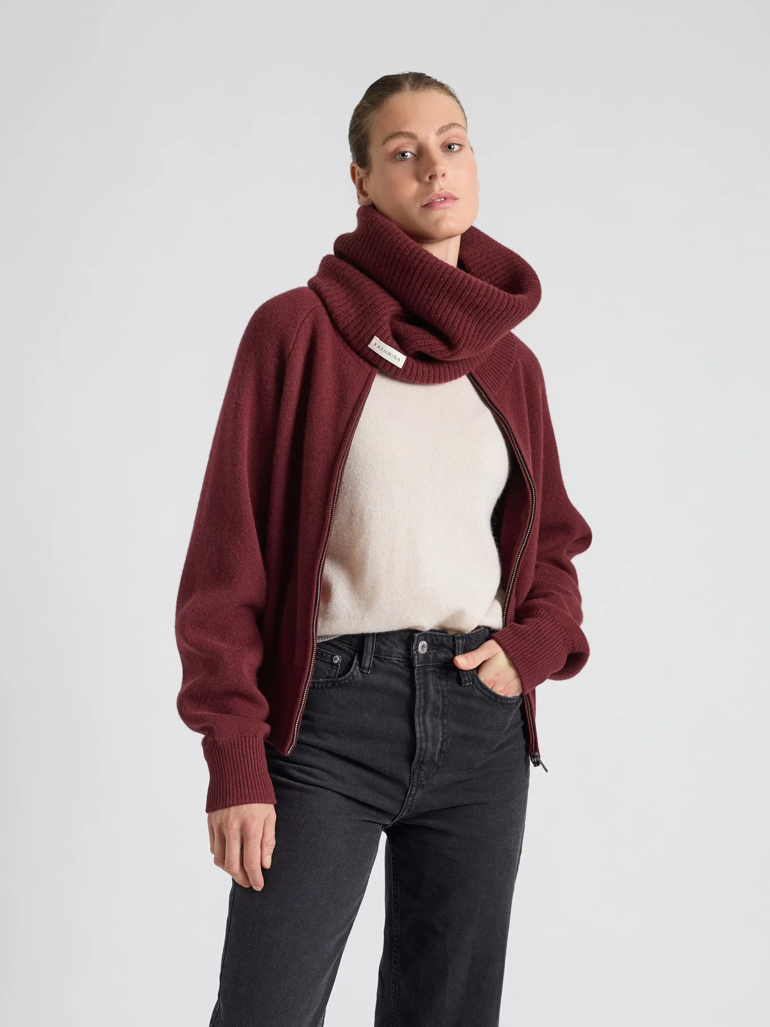 Cashmere snood "Erika" - Bordeaux