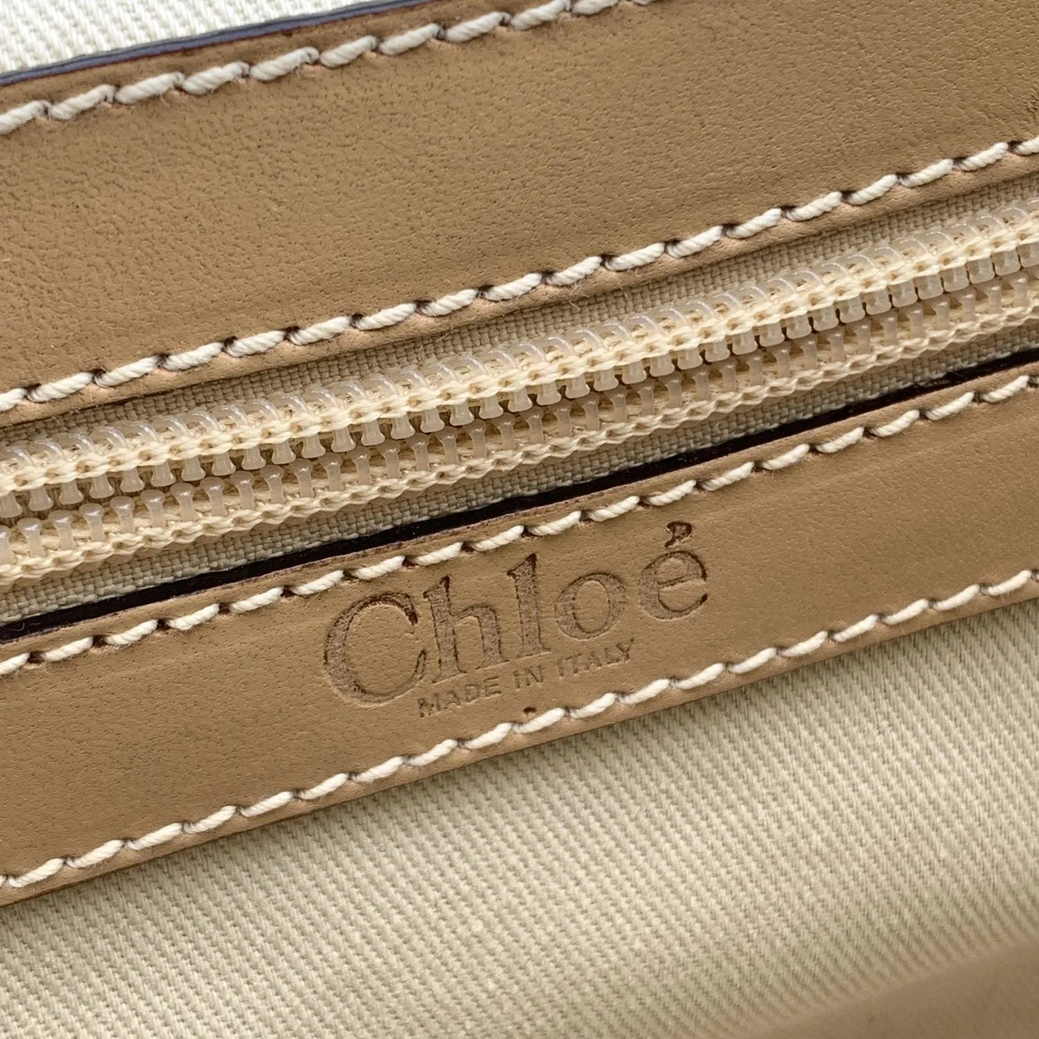 Chloe Beige Canvas and Leather Kerala Bag Satchel Handbag