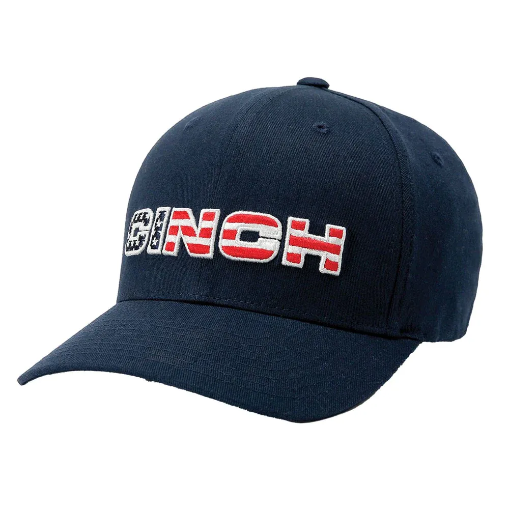 Cinch Men's Fitted Navy with Flag Logo Baseball Cap