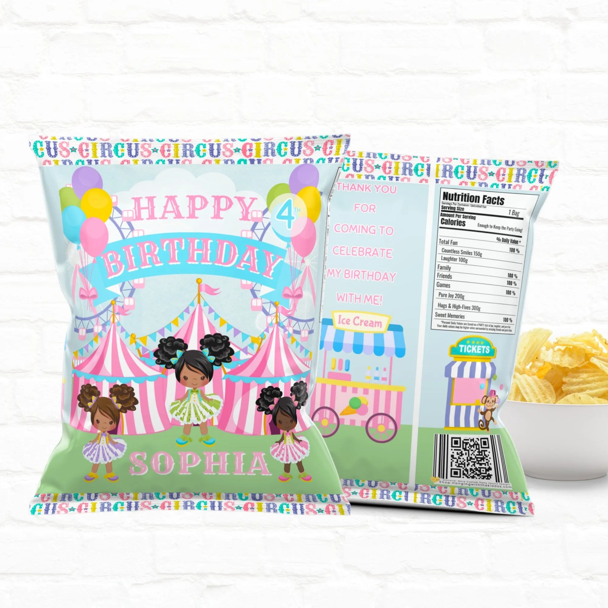 Circus Birthday Favor Bags | Pastel Colors Design | Customizable