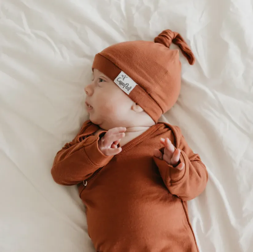 Copper Pearl - Newborn Top Knot Hat in Moab