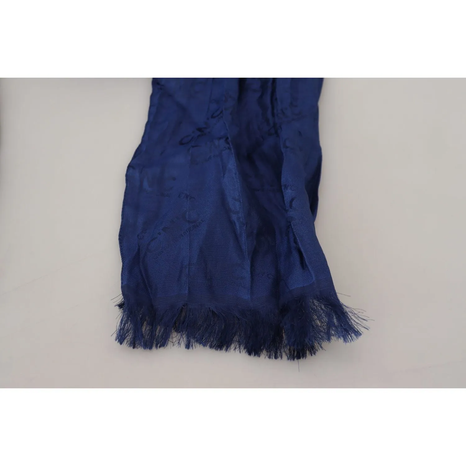 Costume National Elegant Silk Fringe Scarf in Chic Blue