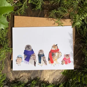 Cozy Owls in Scarves Greeting Card