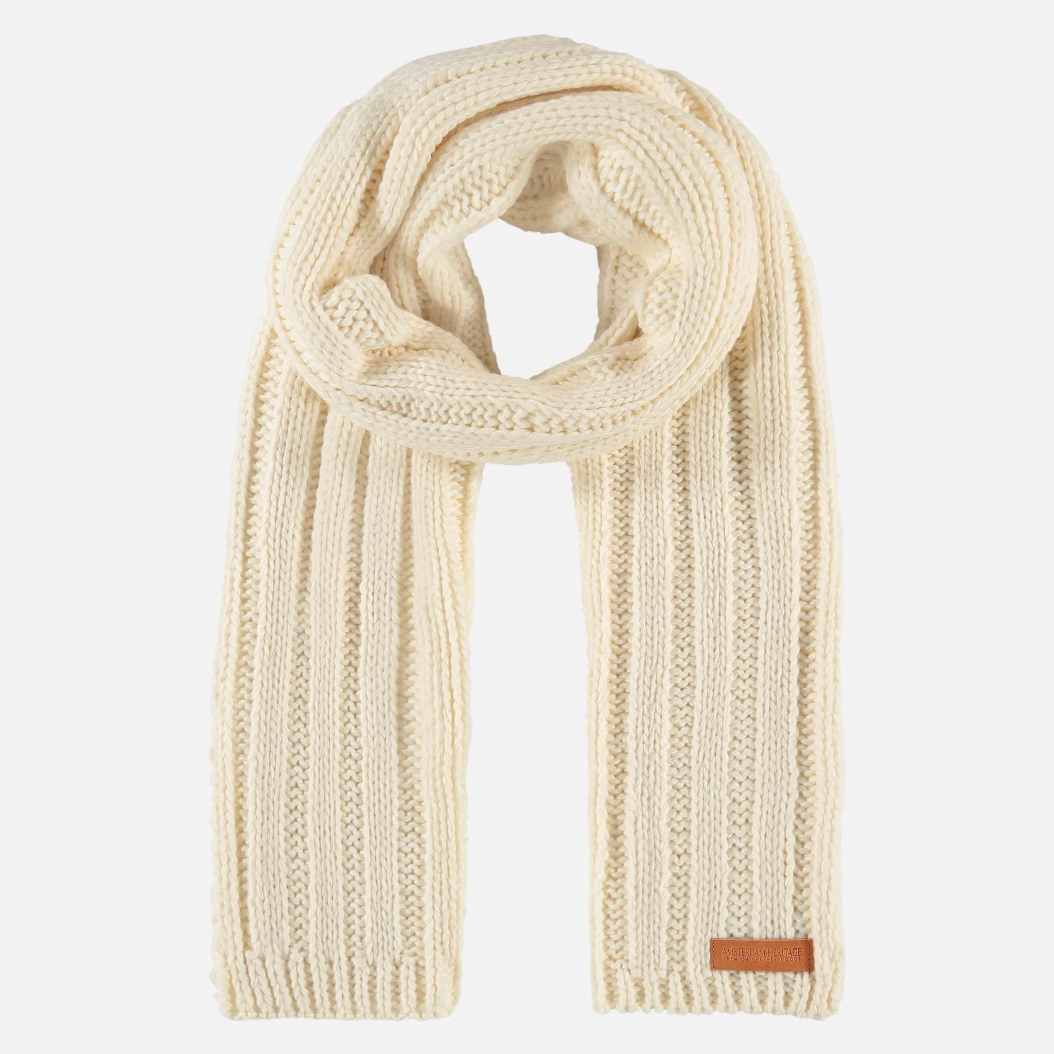 Daan | Soft Chic Rib Knit Scarf With Leather Accent