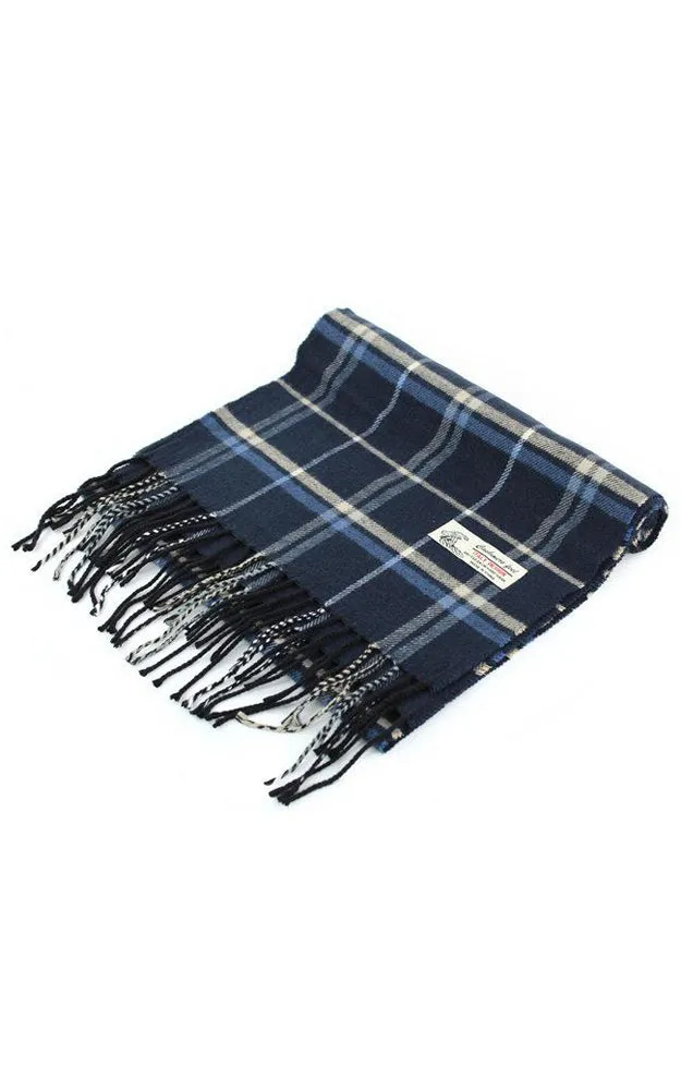 DBS17-1 Blue Plaid Cashmere Feel Scarves 12pcs Pack