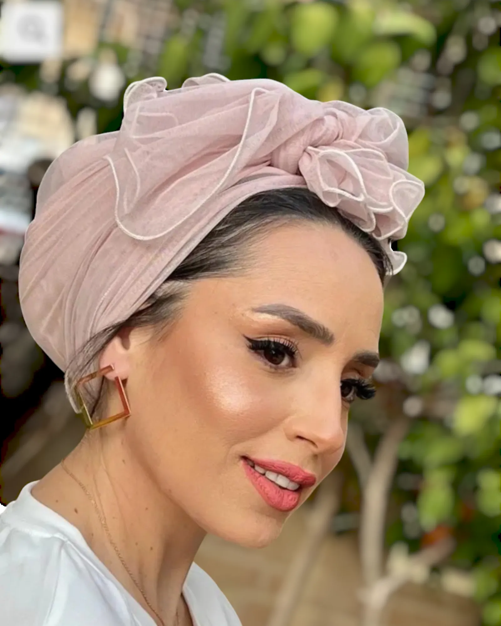 Elegant Turban Hat with Tulle