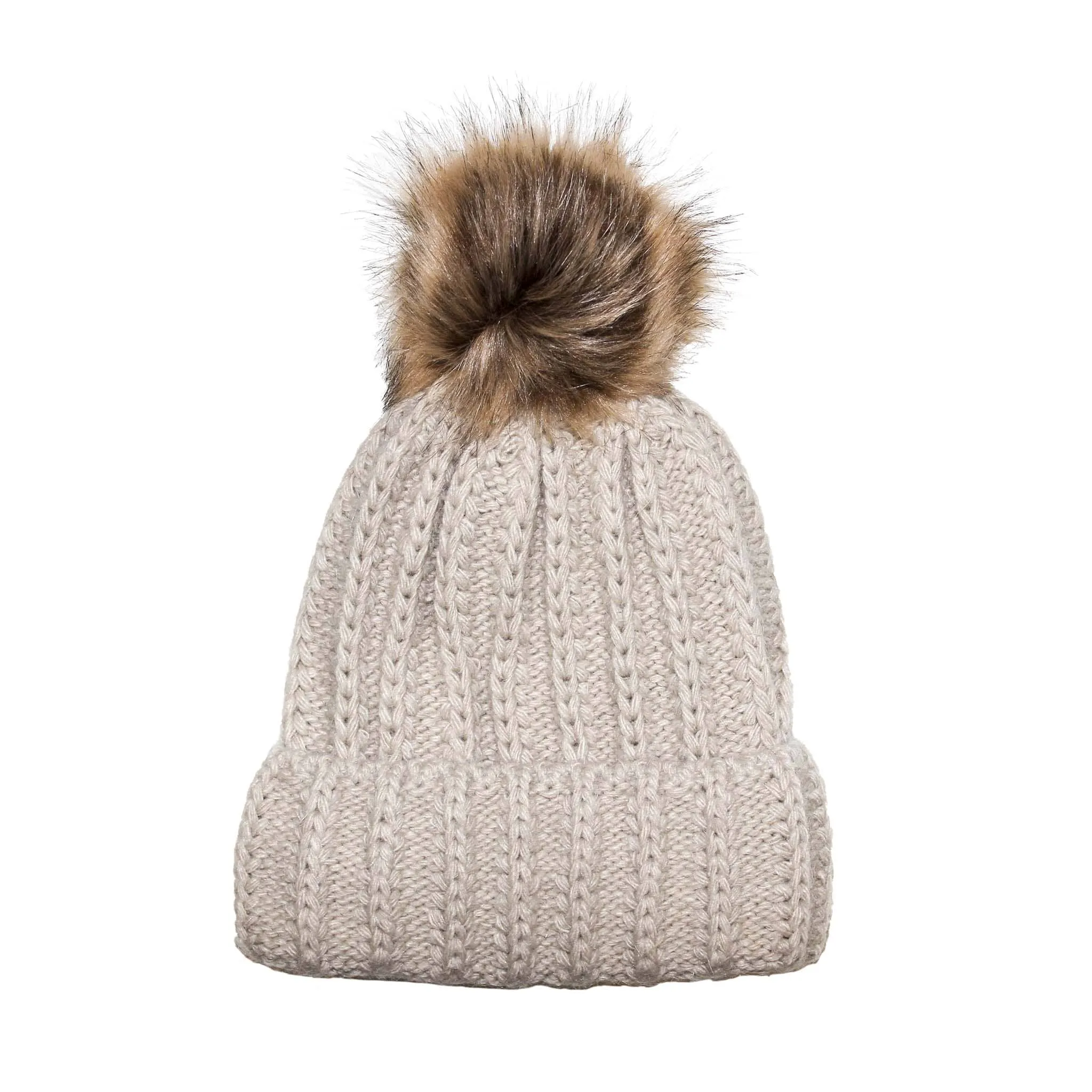 Fisherman Stitch Pom Pom Hat