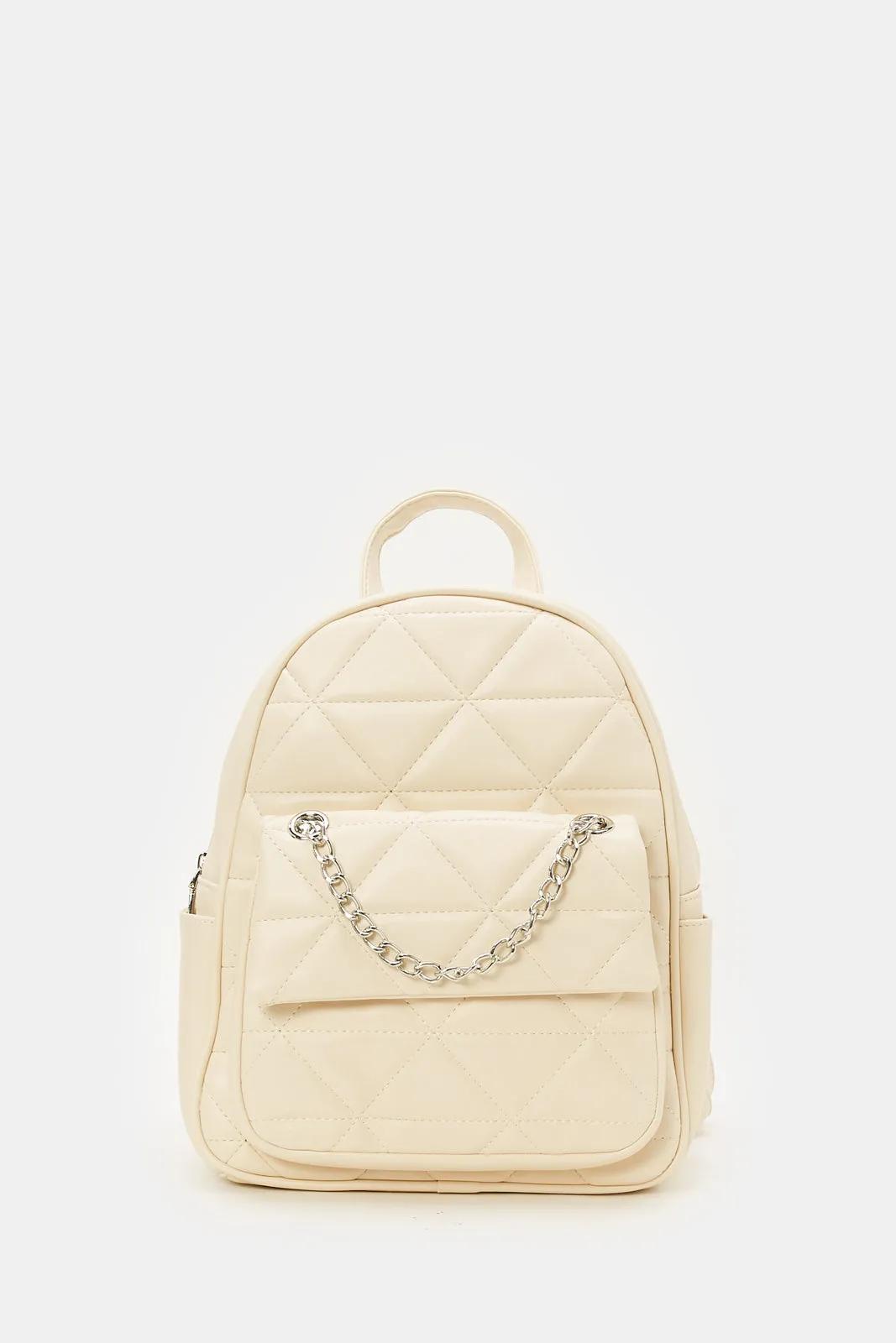 Girls Beige Textured Backpack