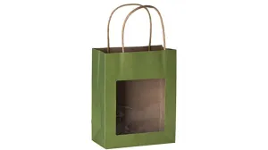 Green Kraft Paper Bag With Window 20 Pack 7.75"x 6.25"x 3"