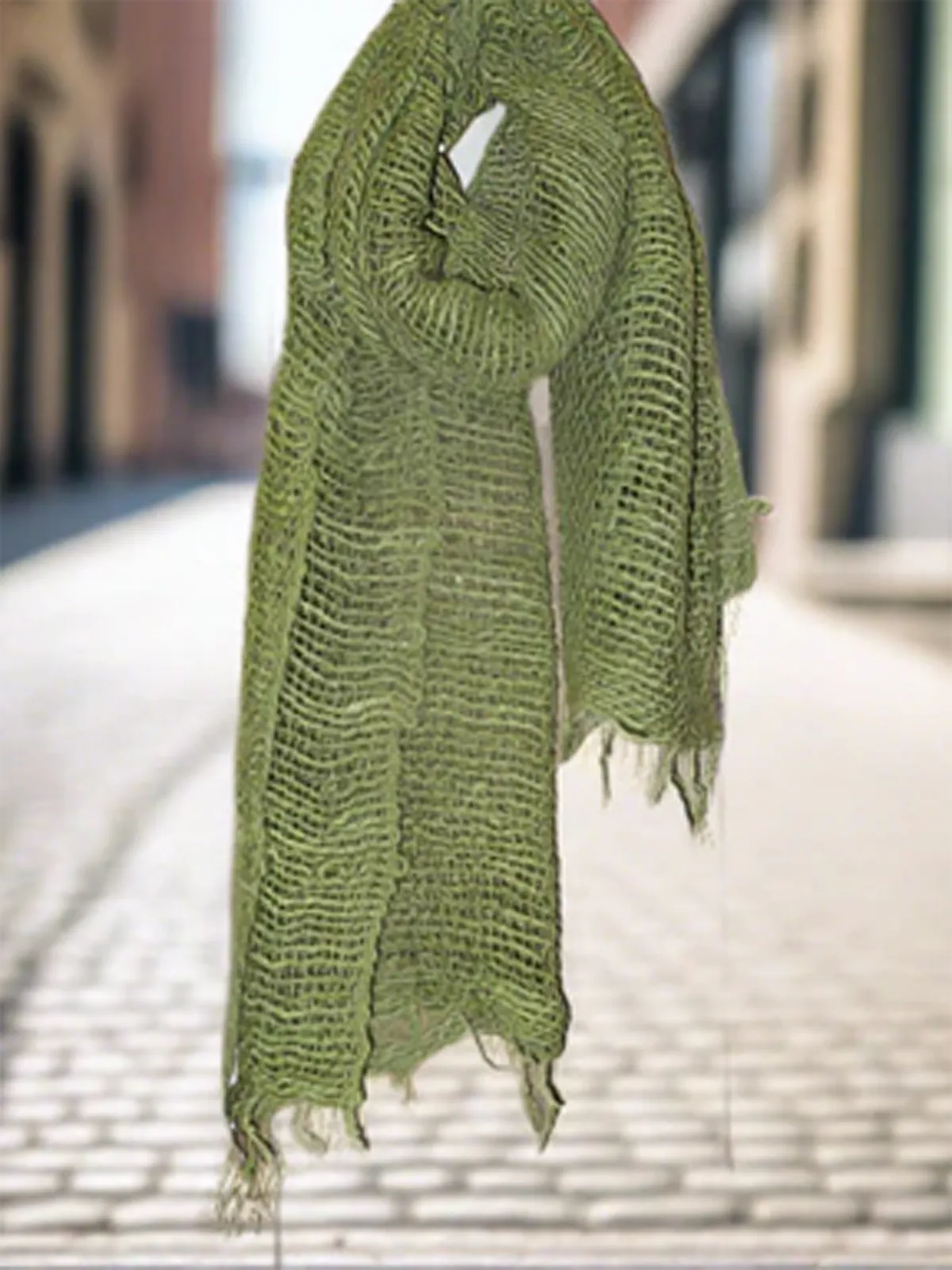 Handwoven Open Weave Cotton Scarf - Sage