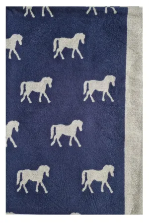 Hazy Blue Pashmina feel Luxury Ladies Womens Scarf - Horse