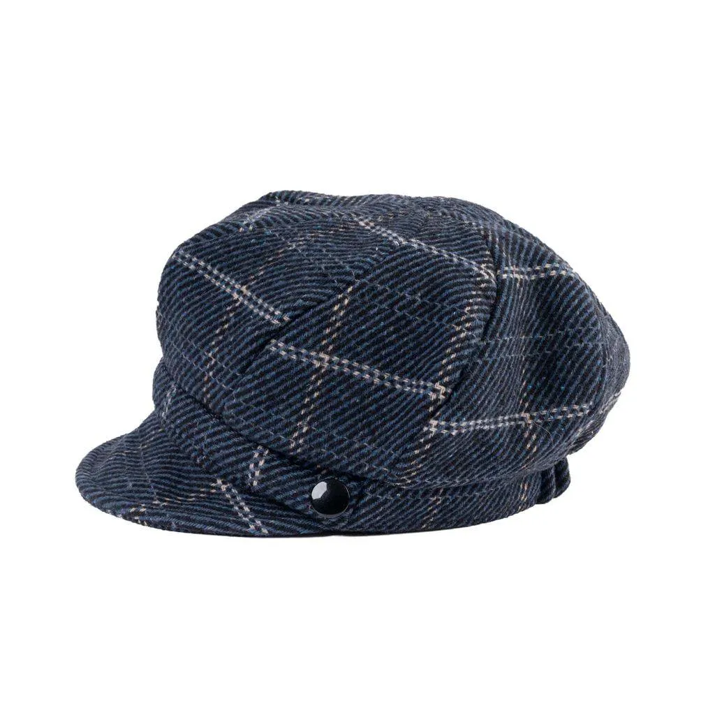 Herringbone Check Newsboy Cap