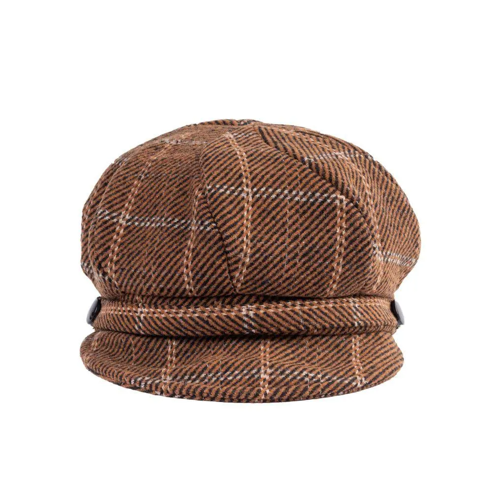 Herringbone Check Newsboy Cap