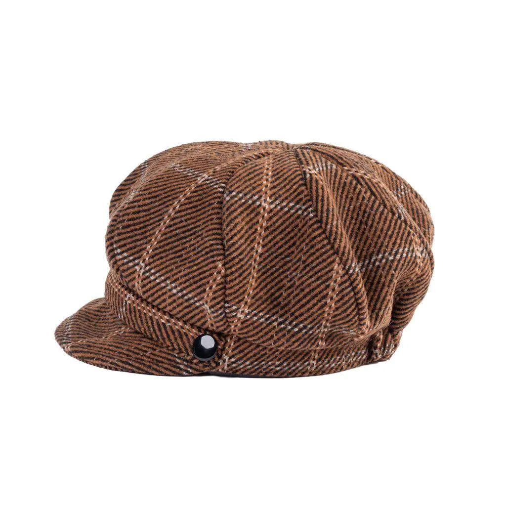 Herringbone Check Newsboy Cap