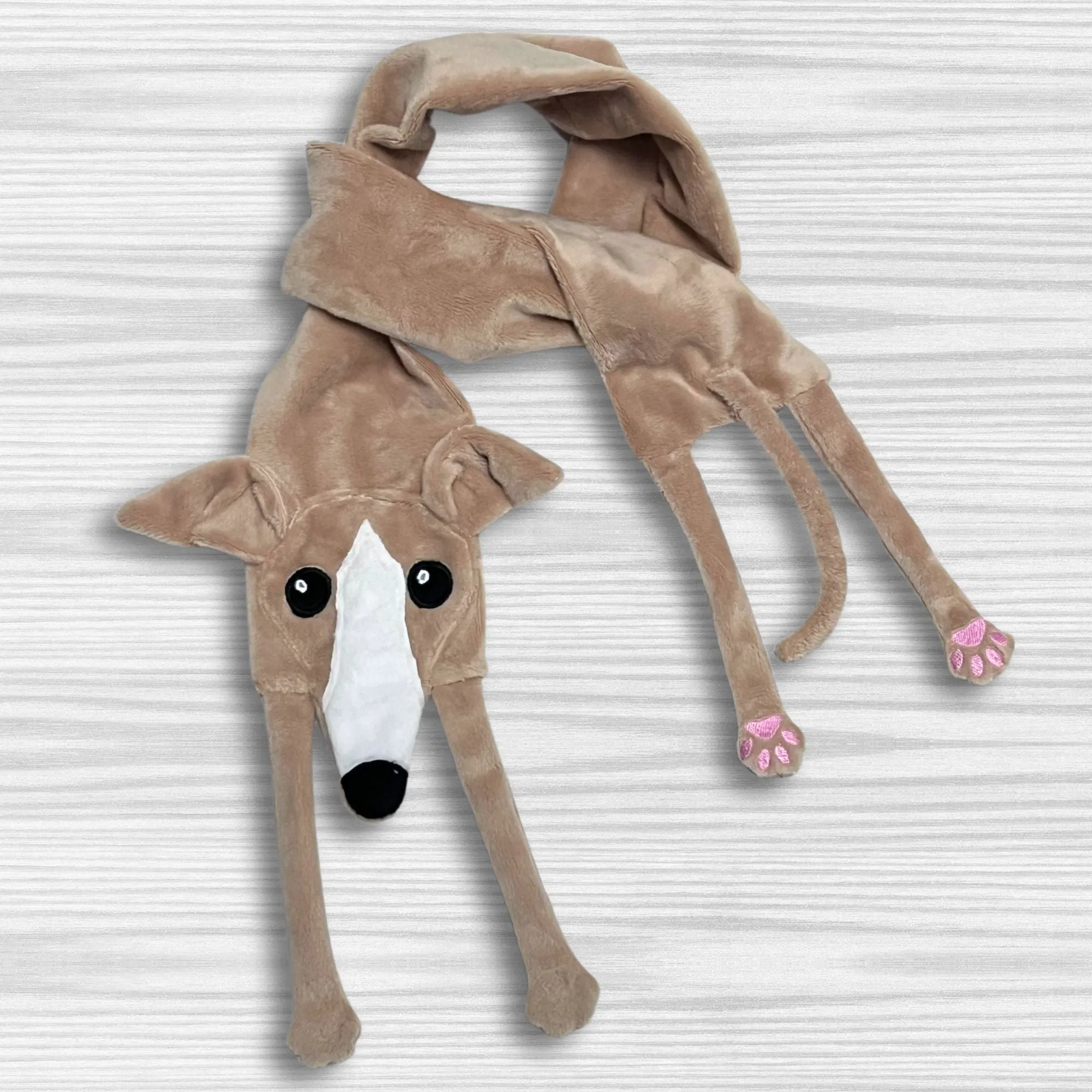 Houndie Cuddler Scarf Greyhound Whippet Tan with Blaze