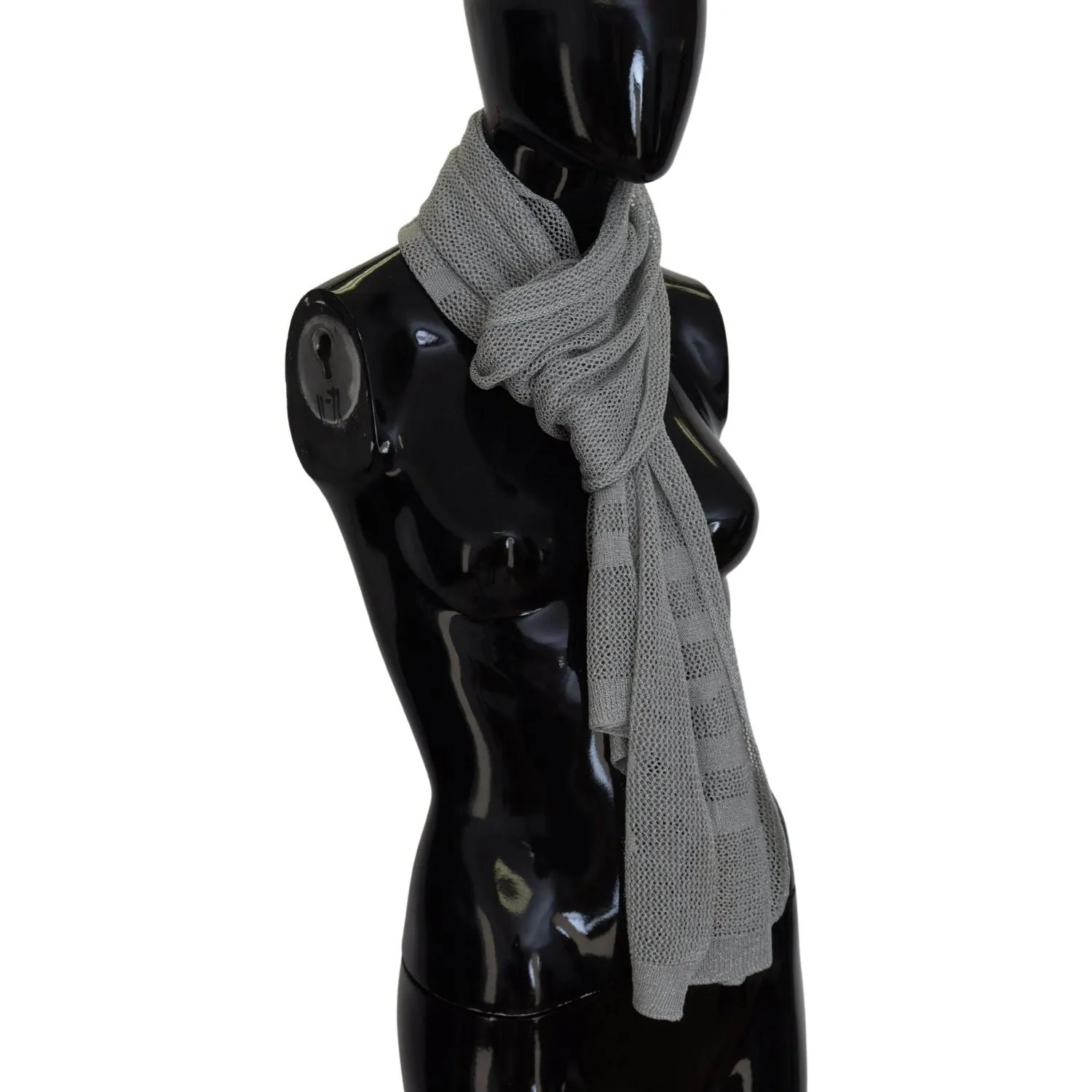 John Galliano Elegant Gray Knitted Designer Scarf