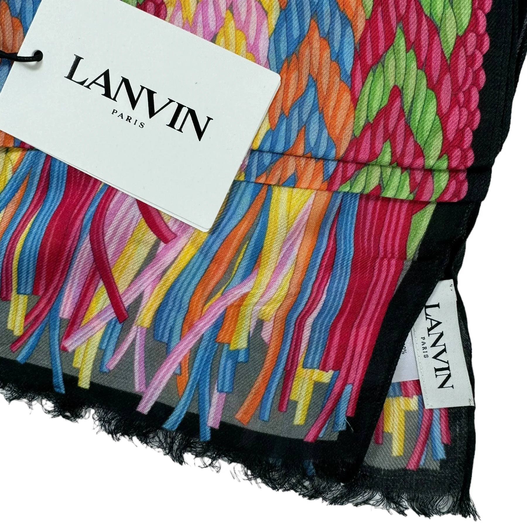 Lanvin Scarf Multi-Color Weave & Fringe Design - Cashmere Blend Shawl