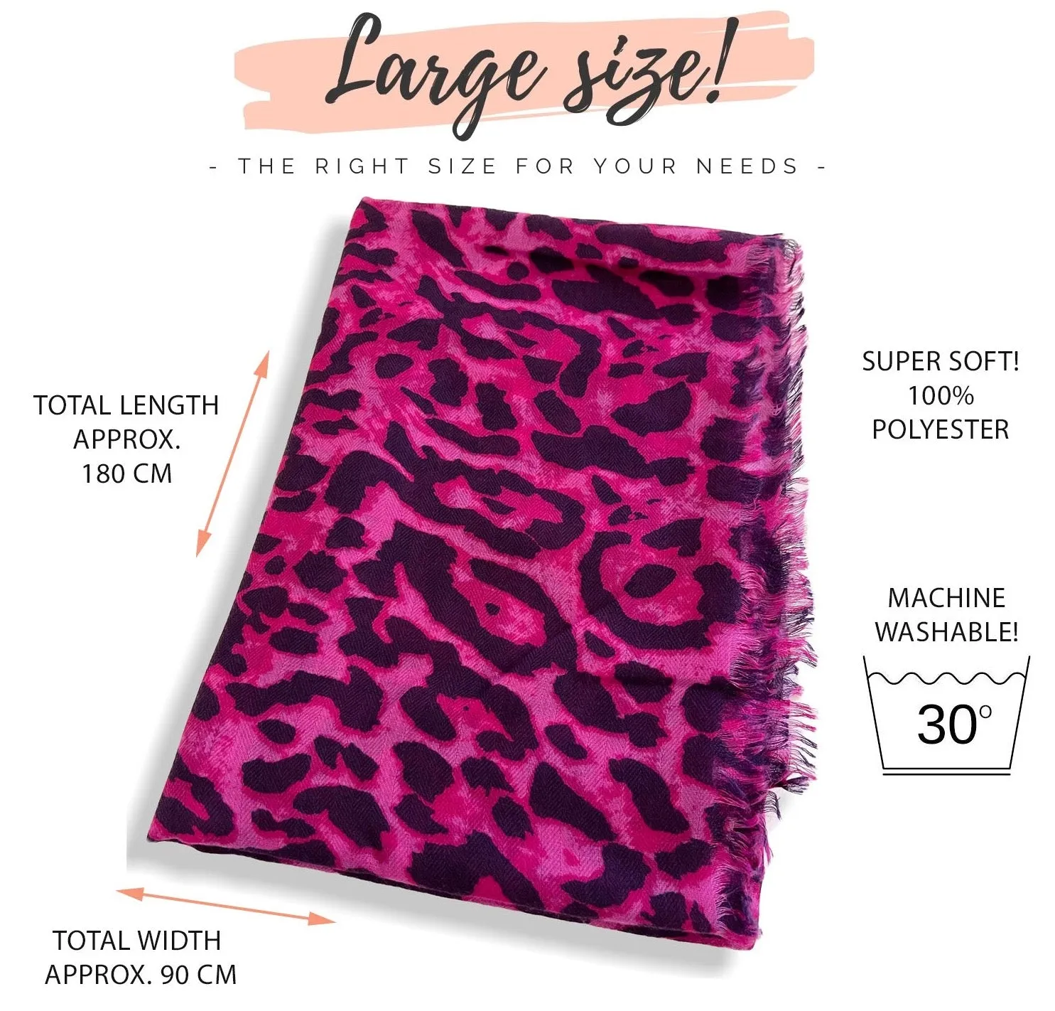 LARGE FUCHSIA PINK LEOPARD PRINT SCARF