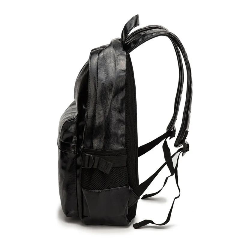 Men's Trendy All Match Waterproof Glossy Zipper Travel Backpacks