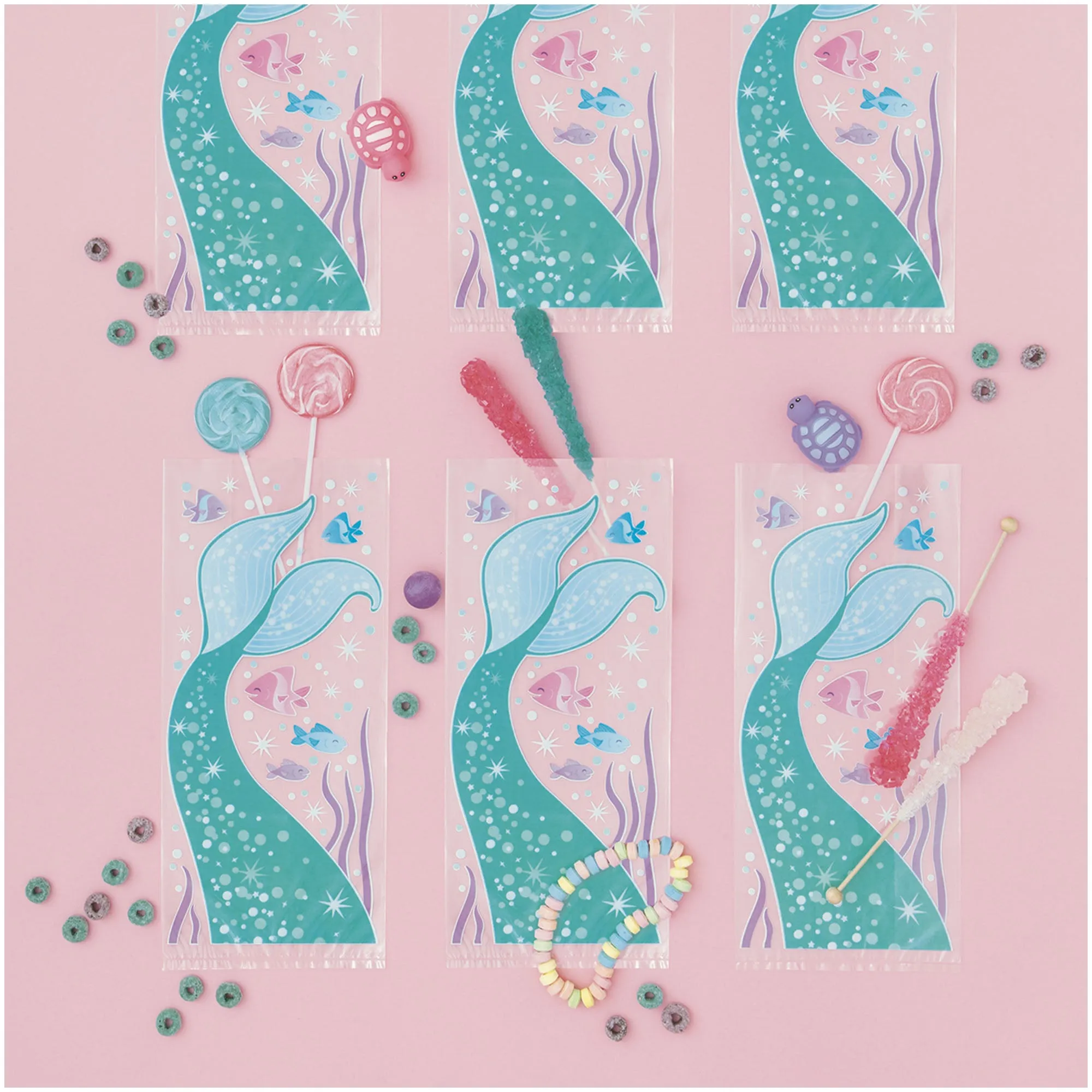 Mermaid Party Supplies - Mermaid Tail Cellophane Bags 5"x11", 40ct