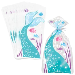 Mermaid Party Supplies - Mermaid Tail Cellophane Bags 5"x11", 40ct