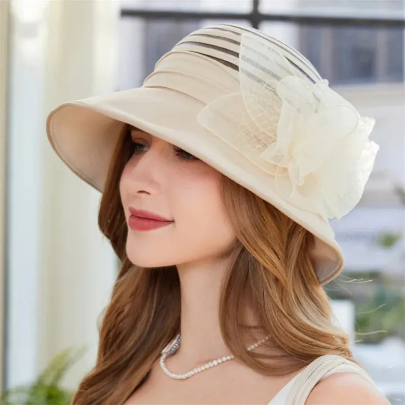 Mesh Summer Flower Basin Sun Hat - New Style