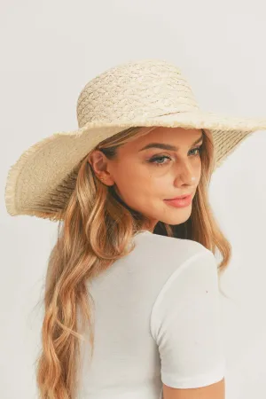 MH0095 Floppy Straw Sun Hat with Frayed Edges