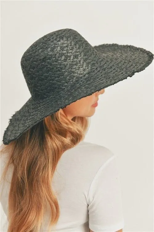 MH0095 Floppy Straw Sun Hat with Frayed Edges