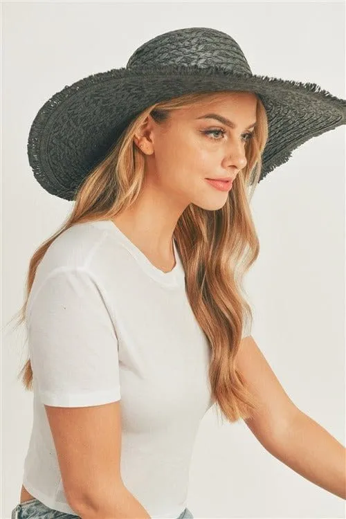 MH0095 Floppy Straw Sun Hat with Frayed Edges