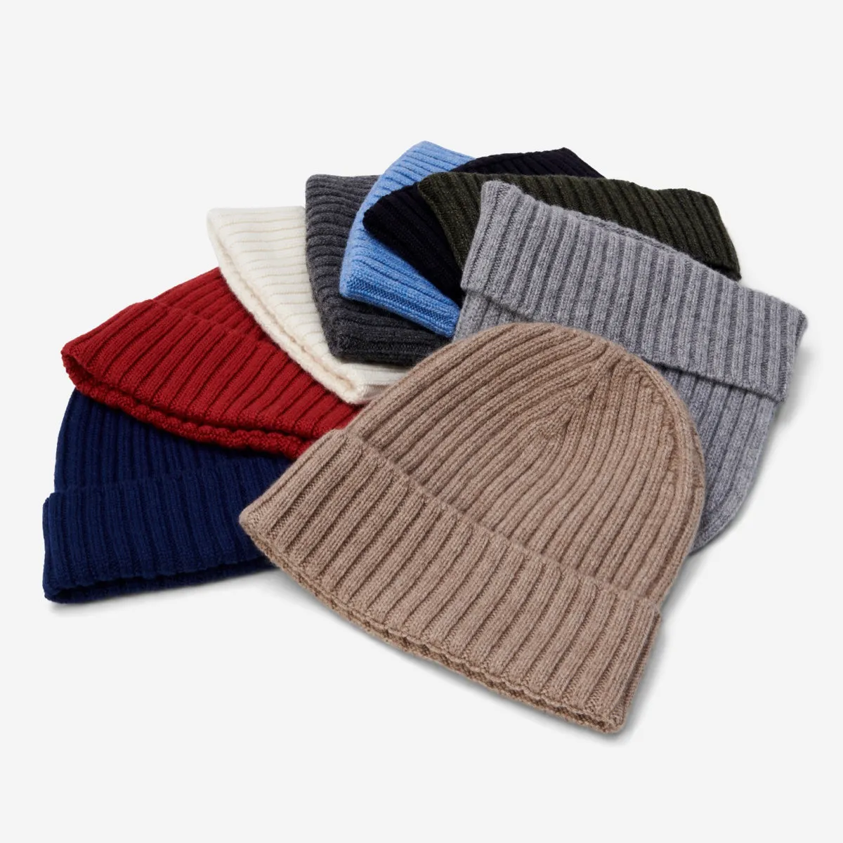 Milano (cream) - 100% cashmere ribbed beanie (unisex)