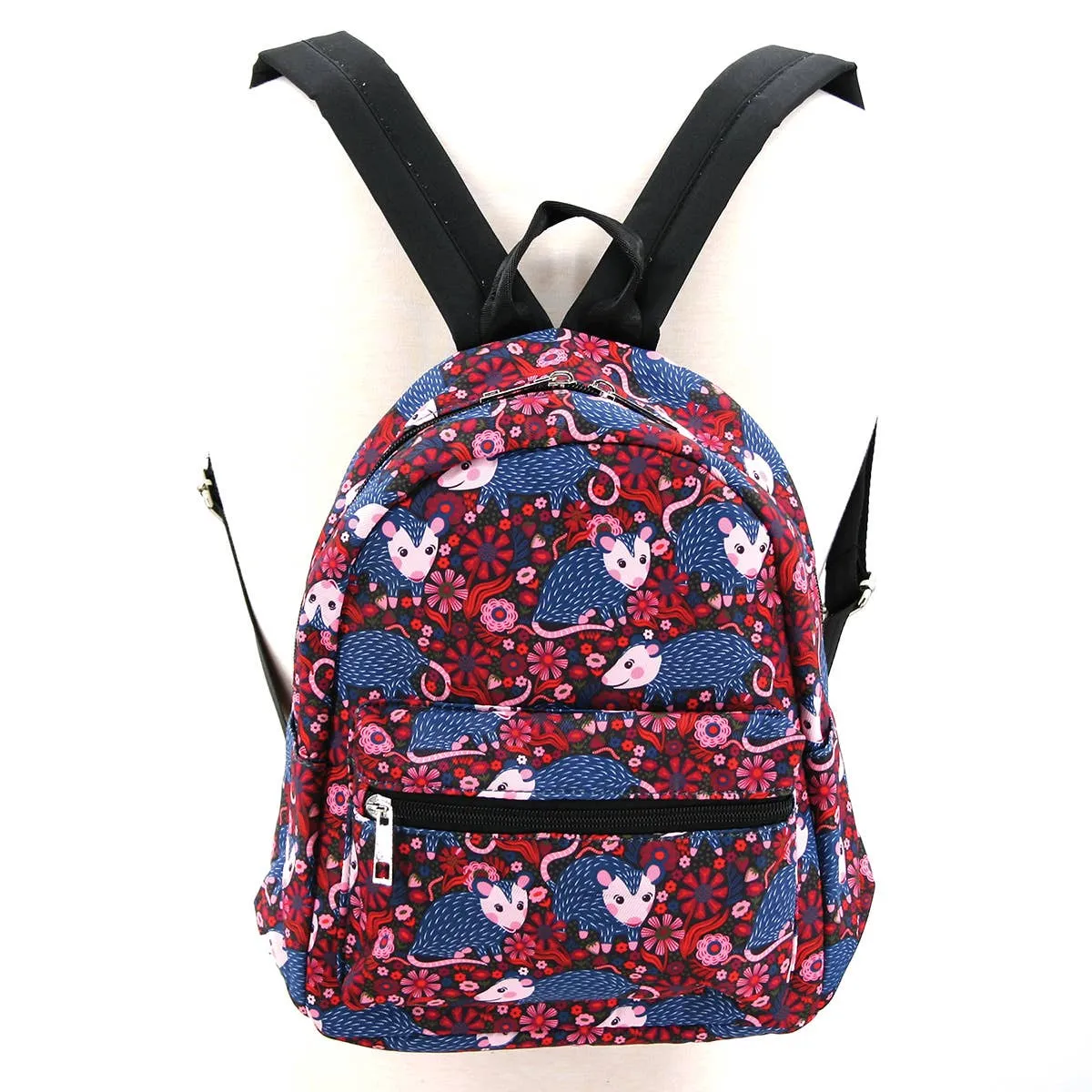 Mini Black Backpack - Floral Pretty Possums