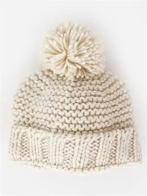 Natural Garter Stitch Beanie Hat