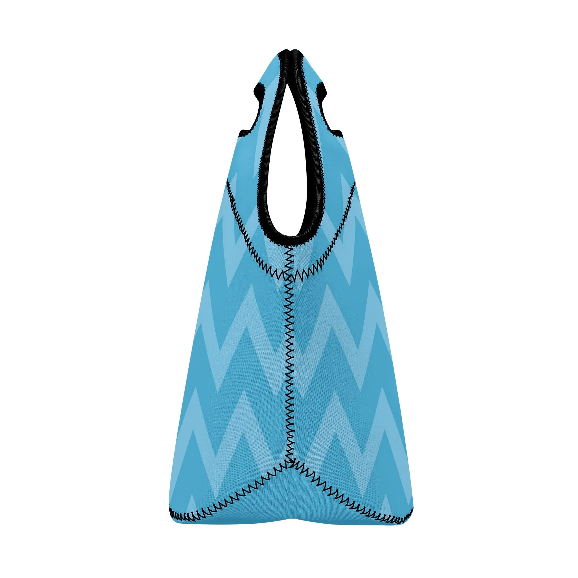 Neoprene lunch bag | Back to School Supplies | Thermal Insulated Lunch Bag | Anime Inspired Blue Zigzag