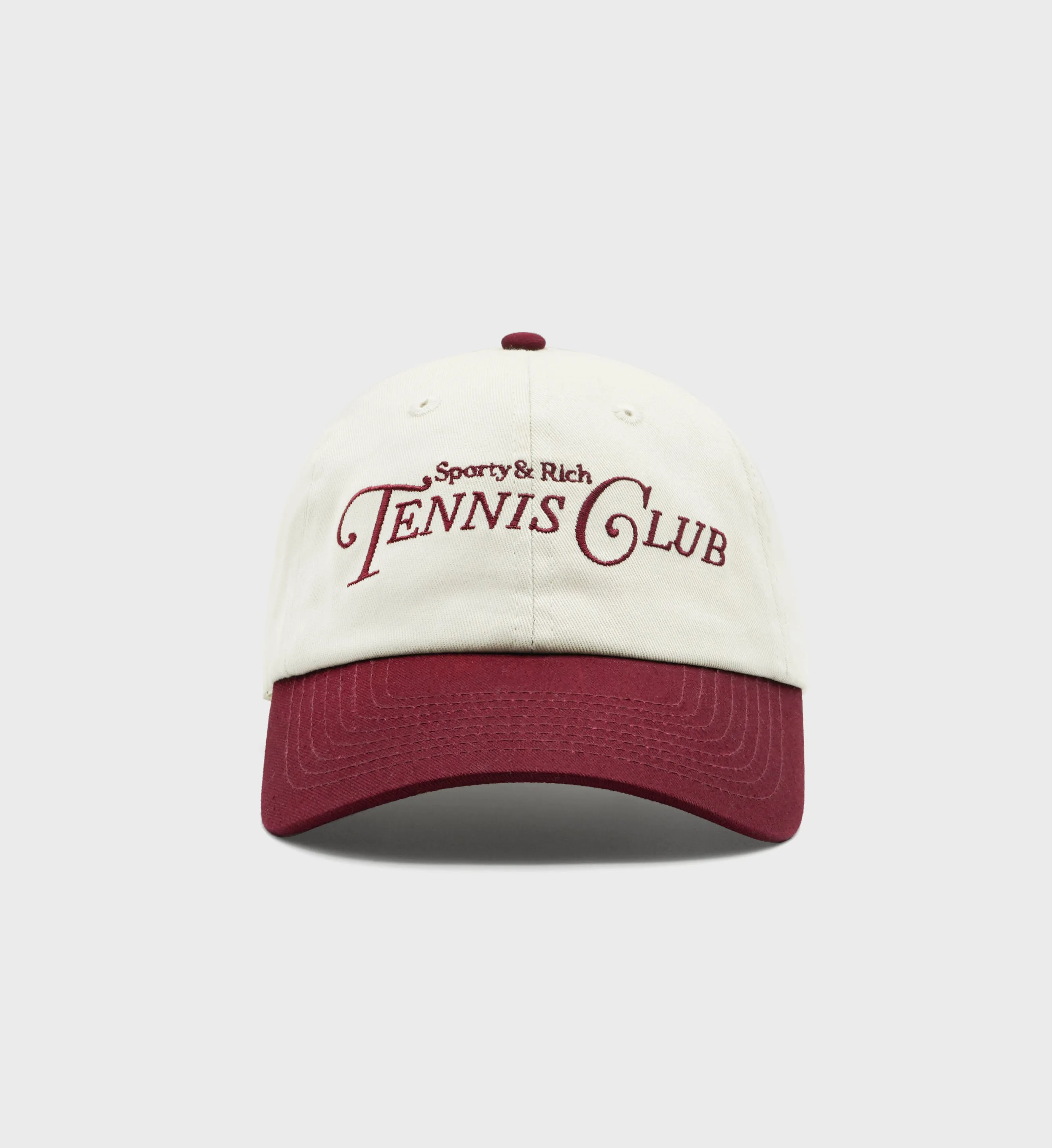 Rizzoli Tennis Hat - Off White with Merlot Trim