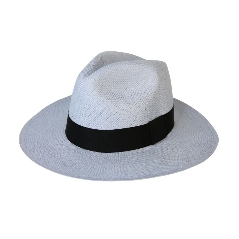 Ronnel Panama Straw Blue Fedora Hat | The Martin