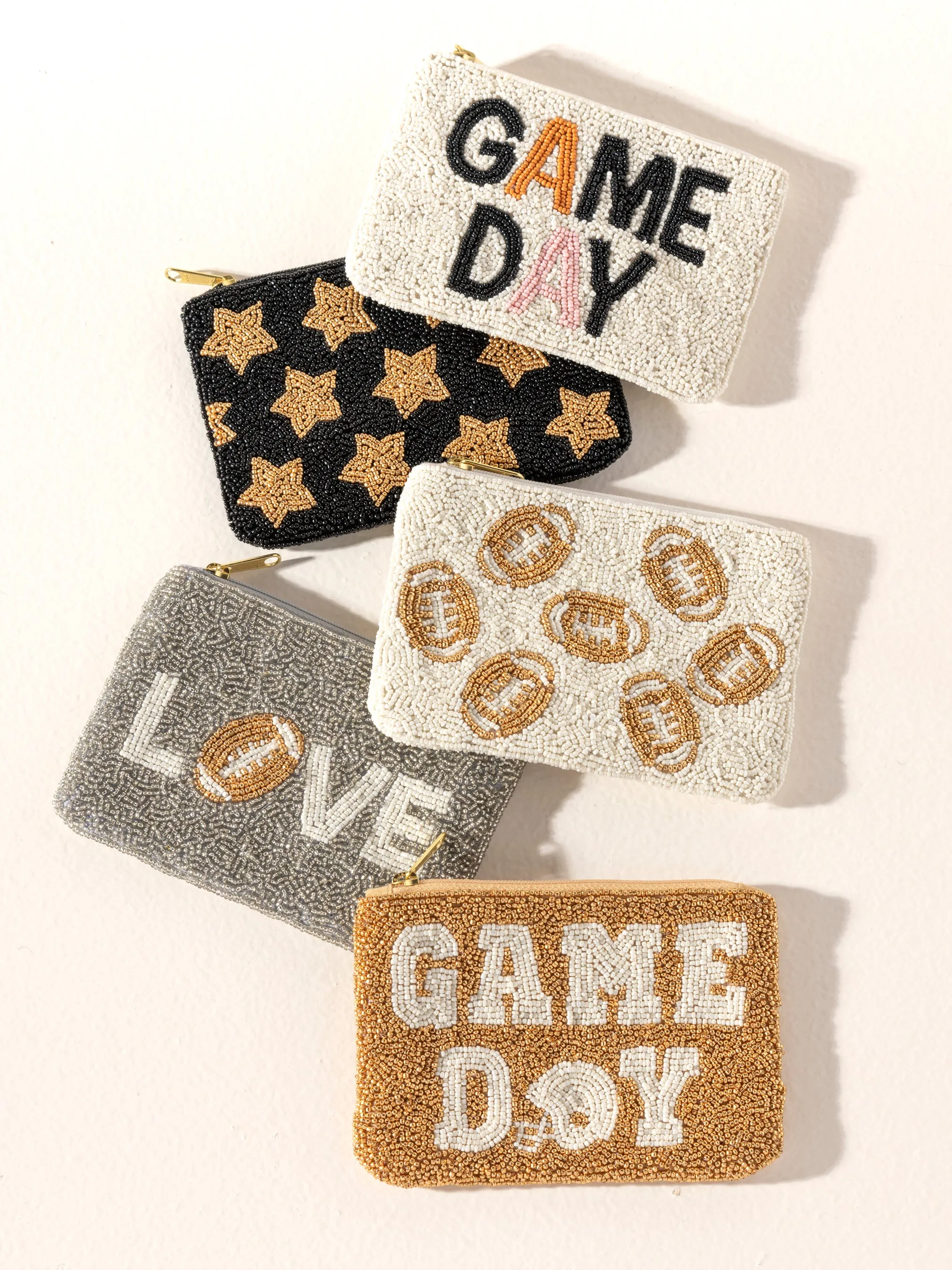 Shiraleah Helmet "Game Day" Beaded Zip Pouch, Gold